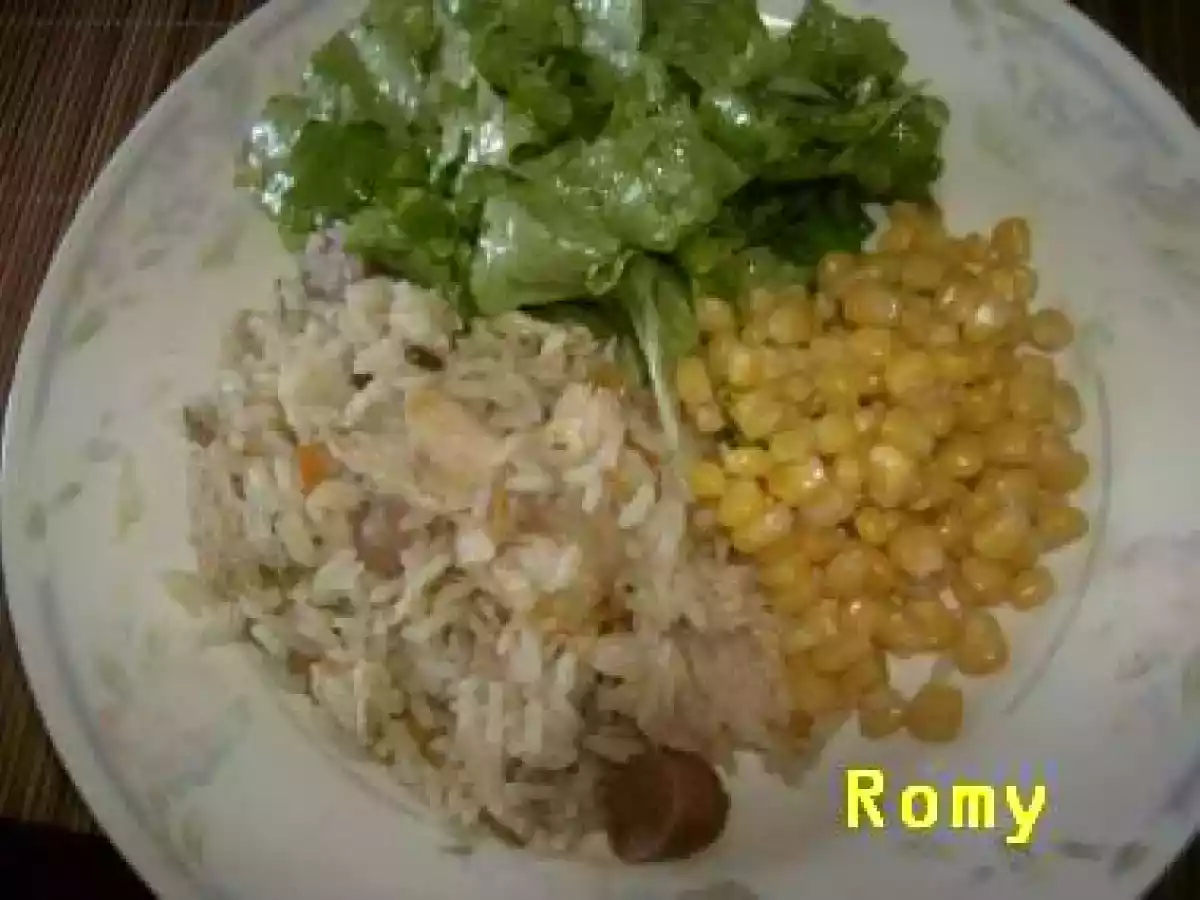 Arroz com frango de aproveitamento
