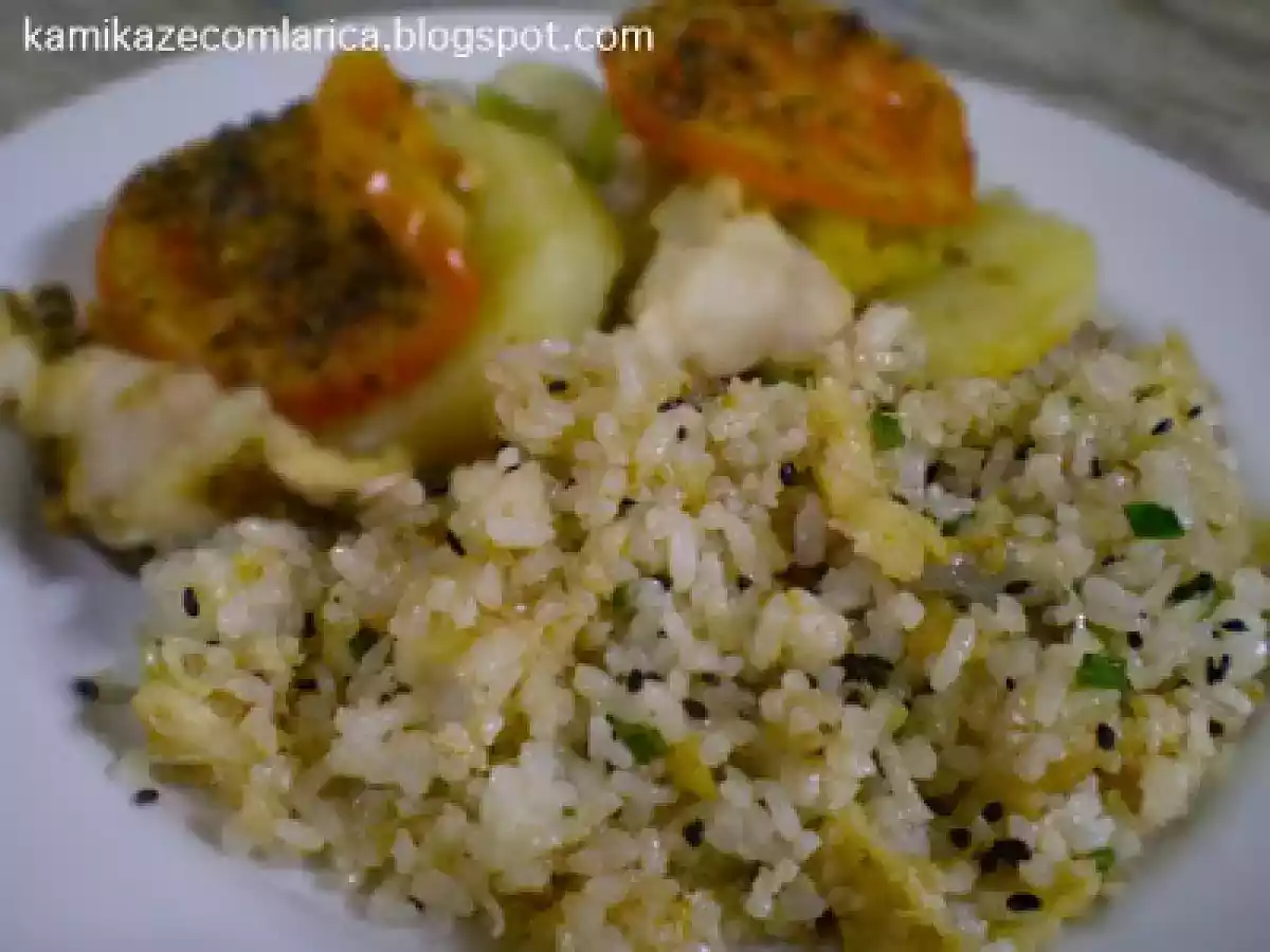 Arroz com lascas de bacalhau