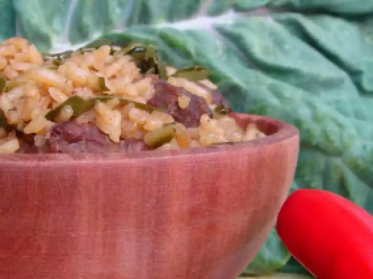 Arroz com sobras de churrasco