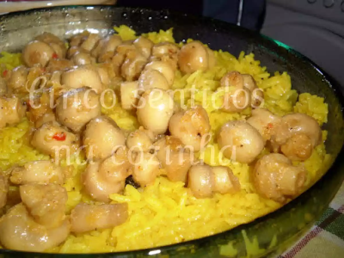 Arroz de açafrão com cogumelos salteados em mostarda de estragão - foto 2