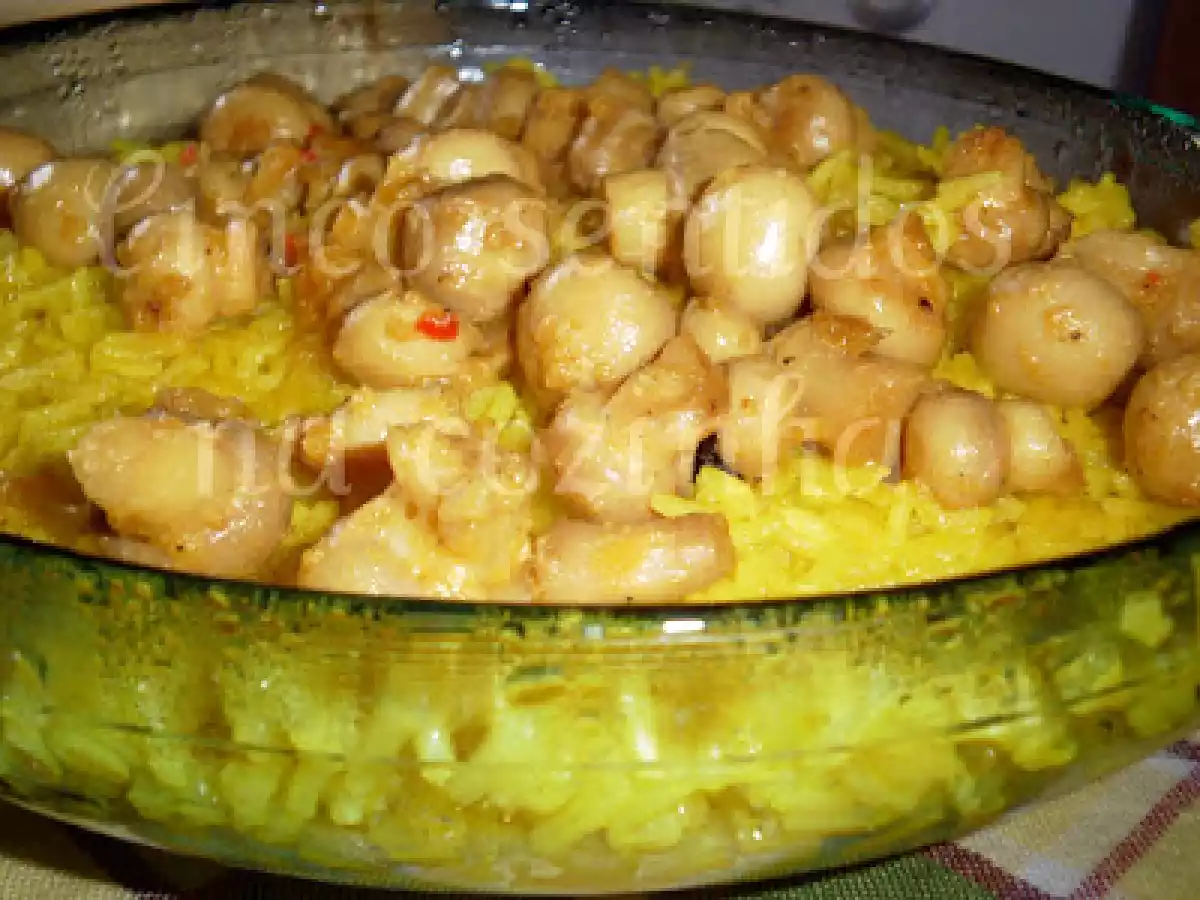 Arroz de açafrão com cogumelos salteados em mostarda de estragão - foto 3