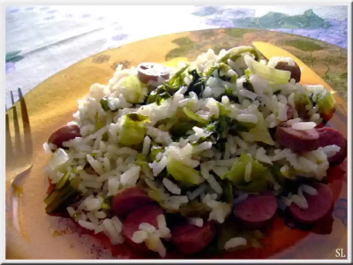 Arroz de Alface e Salsichas