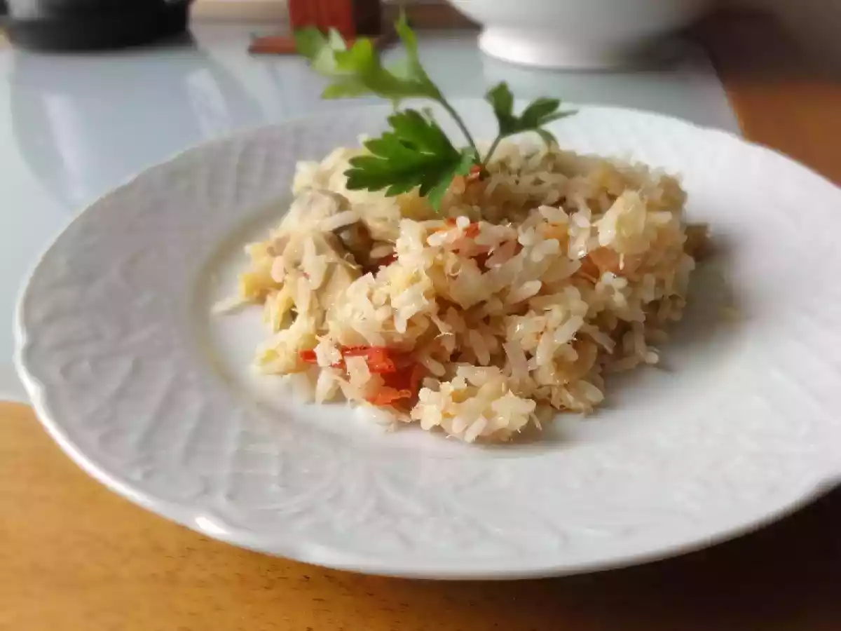 Arroz de bacalhau com camarões