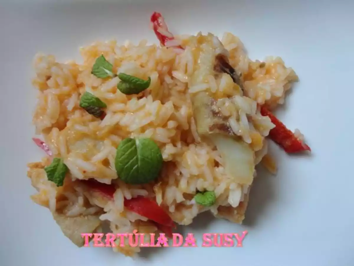Arroz de bacalhau com pimento vermelho e hortelã - foto 2