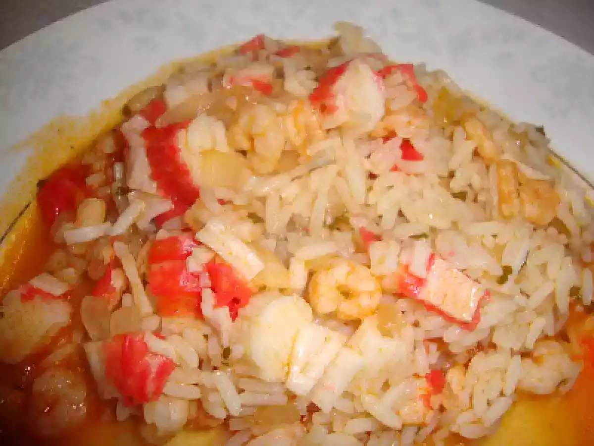 Arroz de camarão e delicias do mar