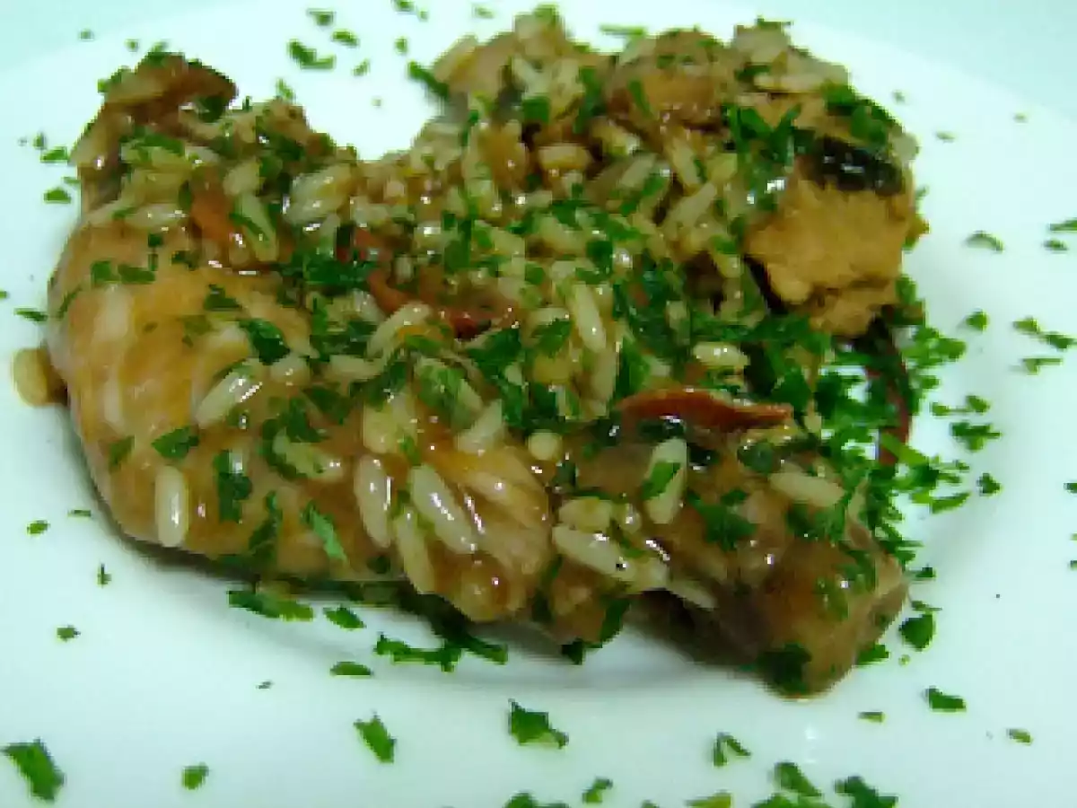 Arroz de coelho com vinagre balsâmico