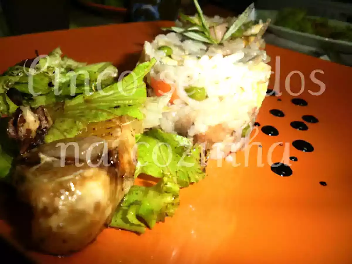Arroz de cogumelos com salsichas e ovo - foto 4