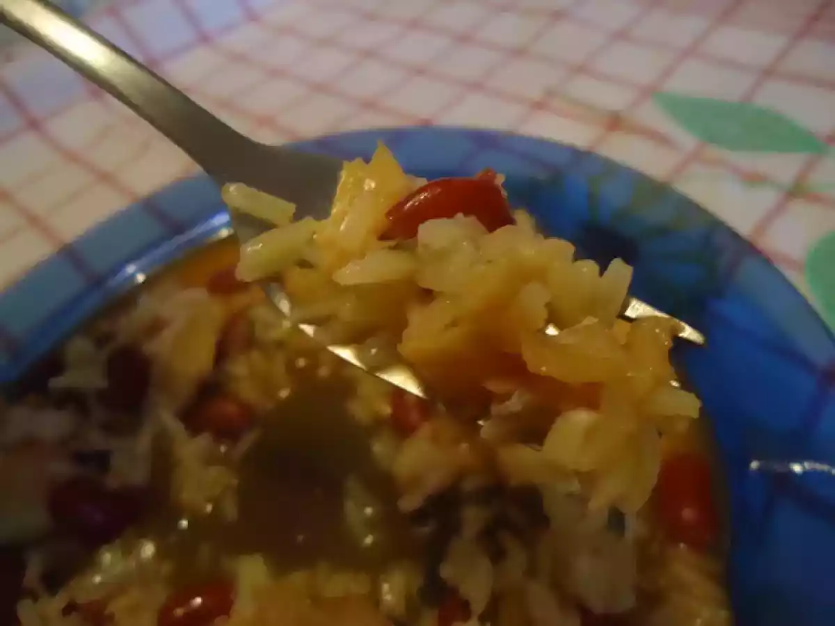 Arroz de feijão e bacalhau