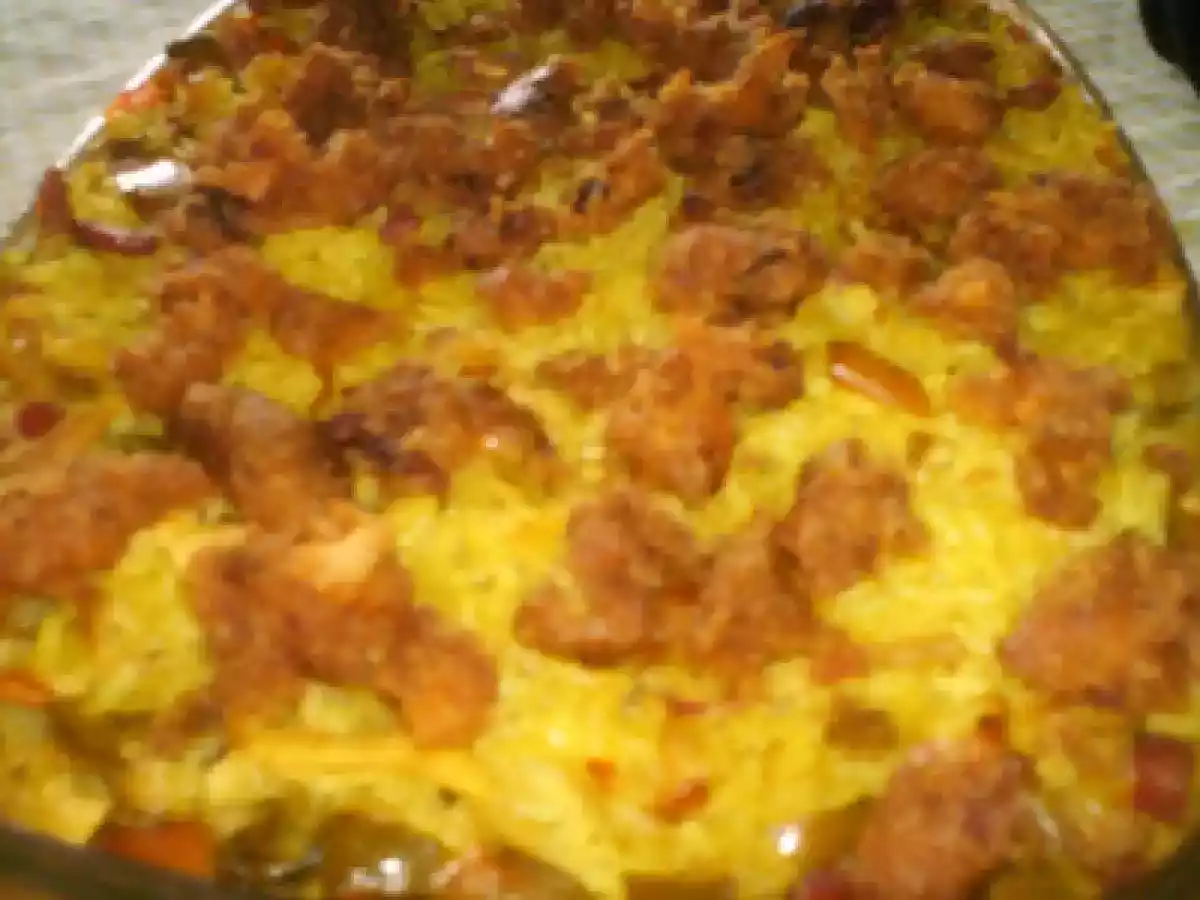 Arroz de forno com frango e alheira