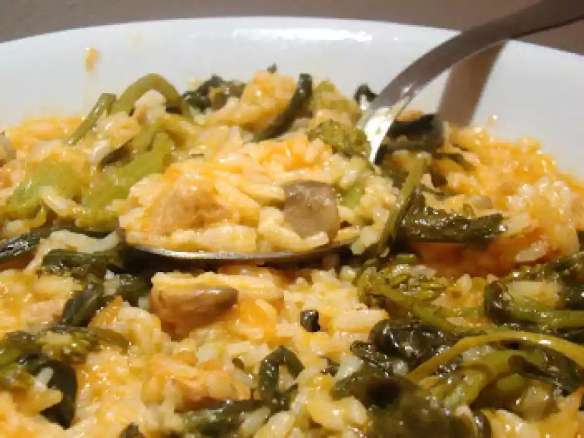 Arroz de grelos com nacos de soja