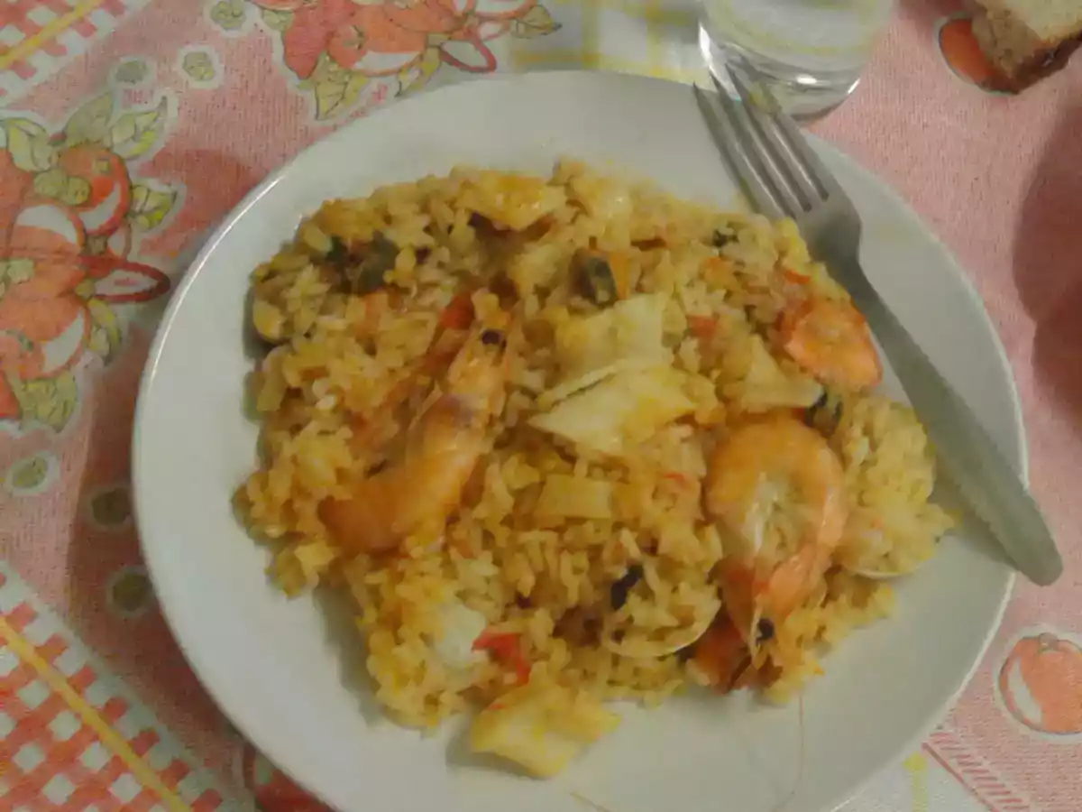 Arroz de marisco com gengibre