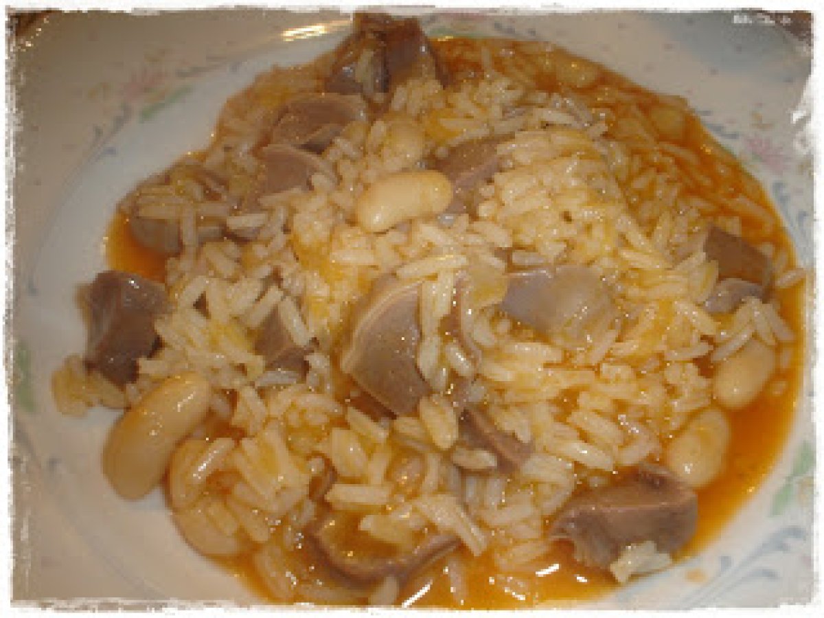 Arroz de Moelas com feijão Branco