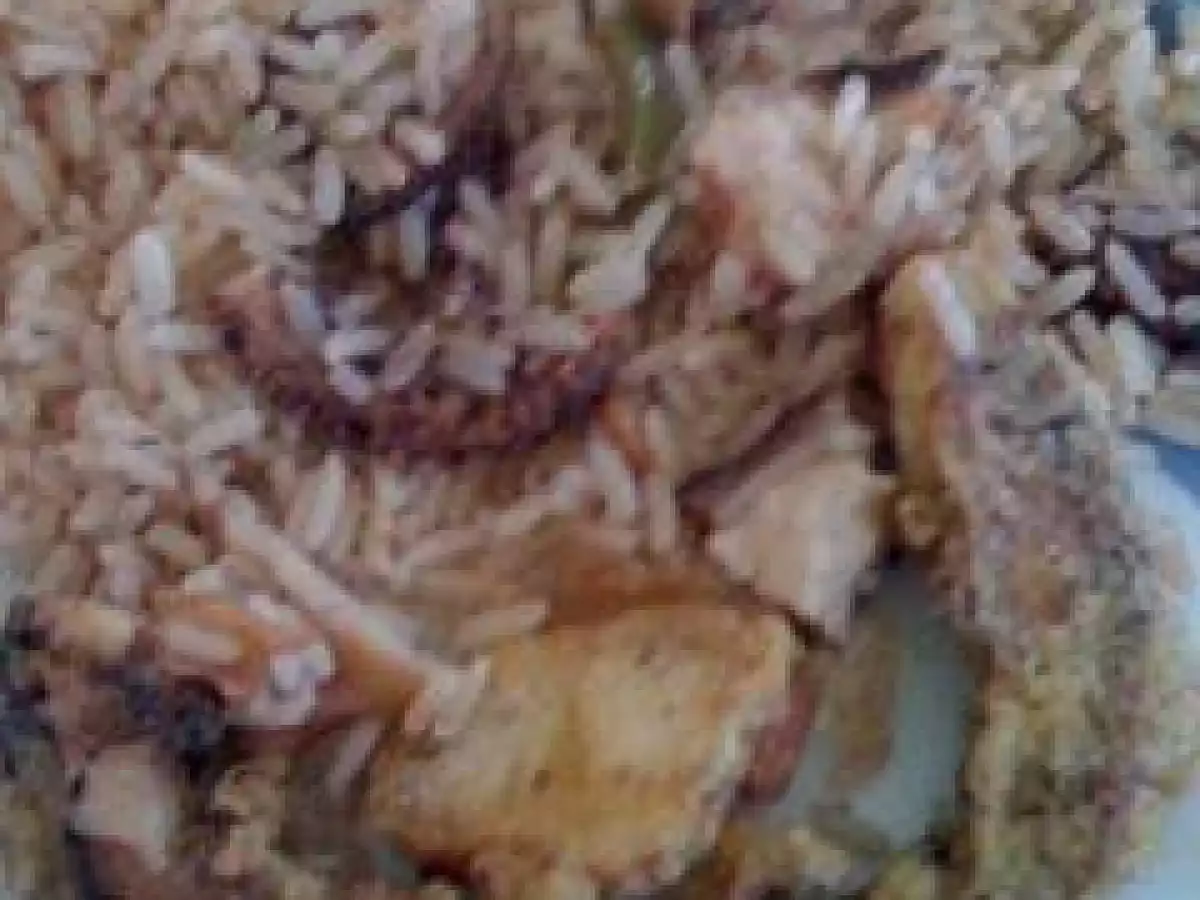 Arroz de polvo e filetes do mesmo