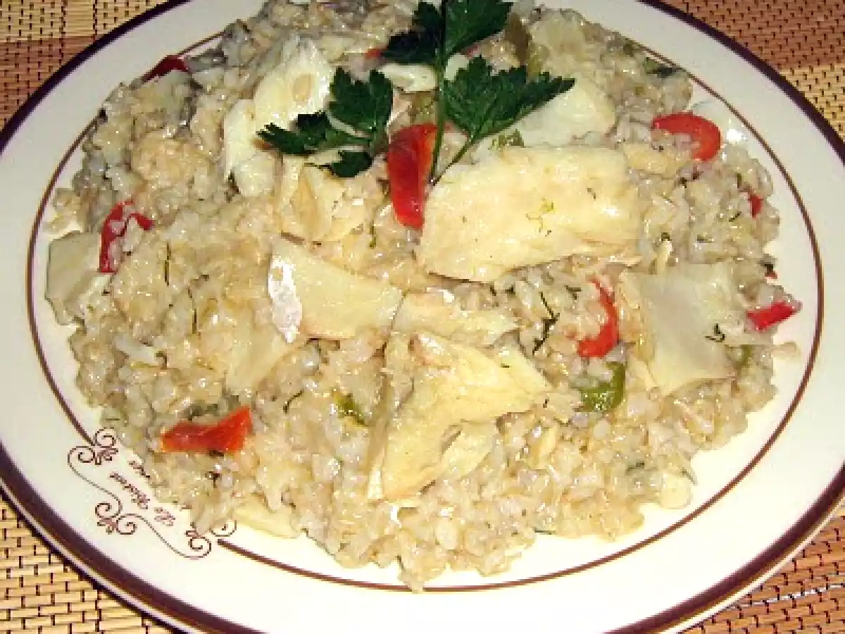 Arroz Integral de Bacalhau Com Ervas Aromáticas