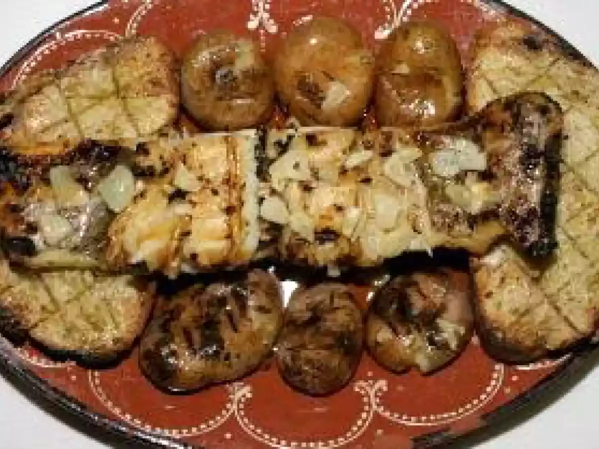 Bacalhau assado com pão de centeio