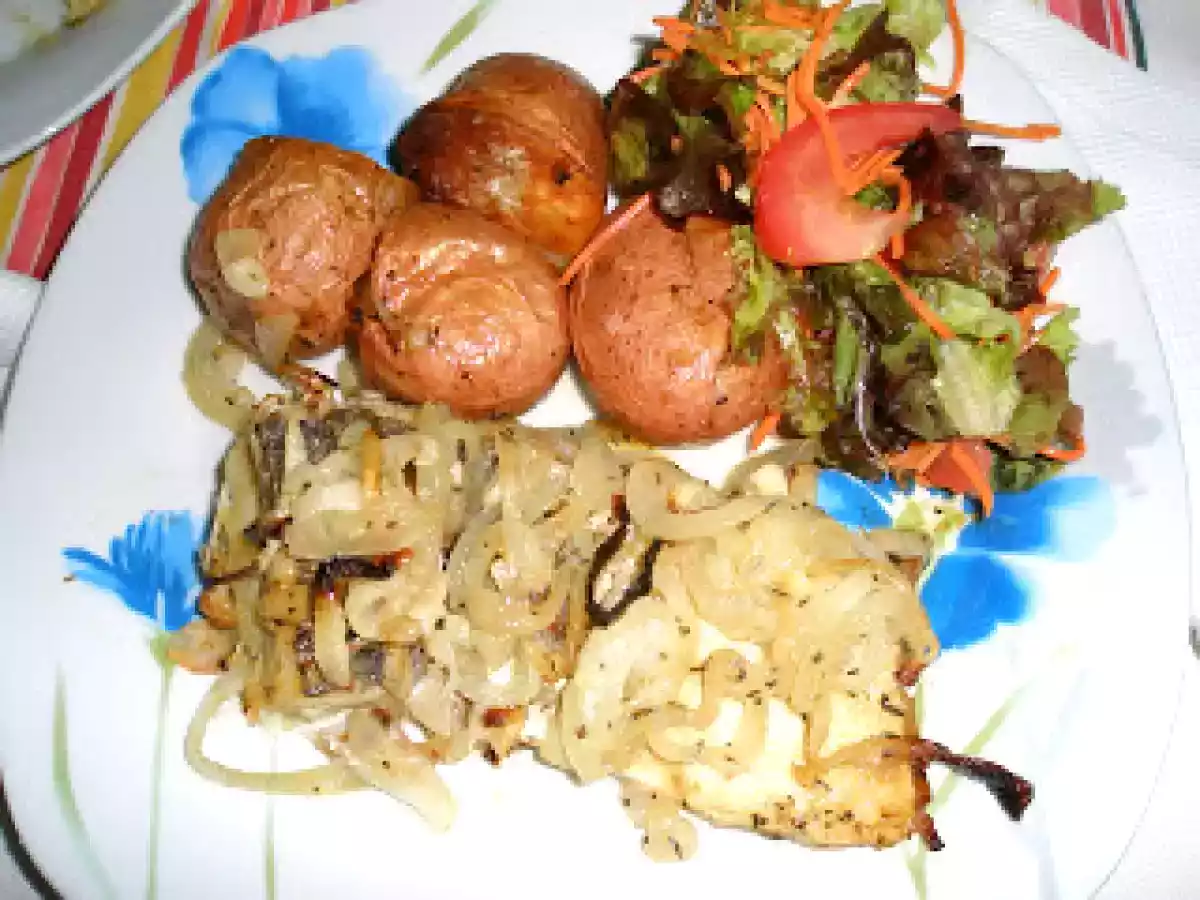 Bacalhau Assado no forno com Batatinhas a murro