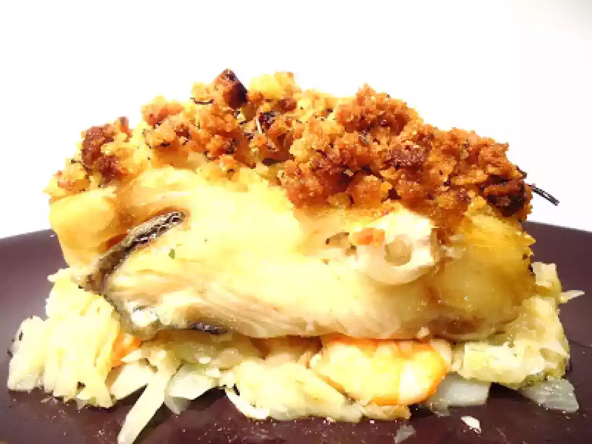 Bacalhau com Crosta em cama de Repolho com Gambas - foto 3