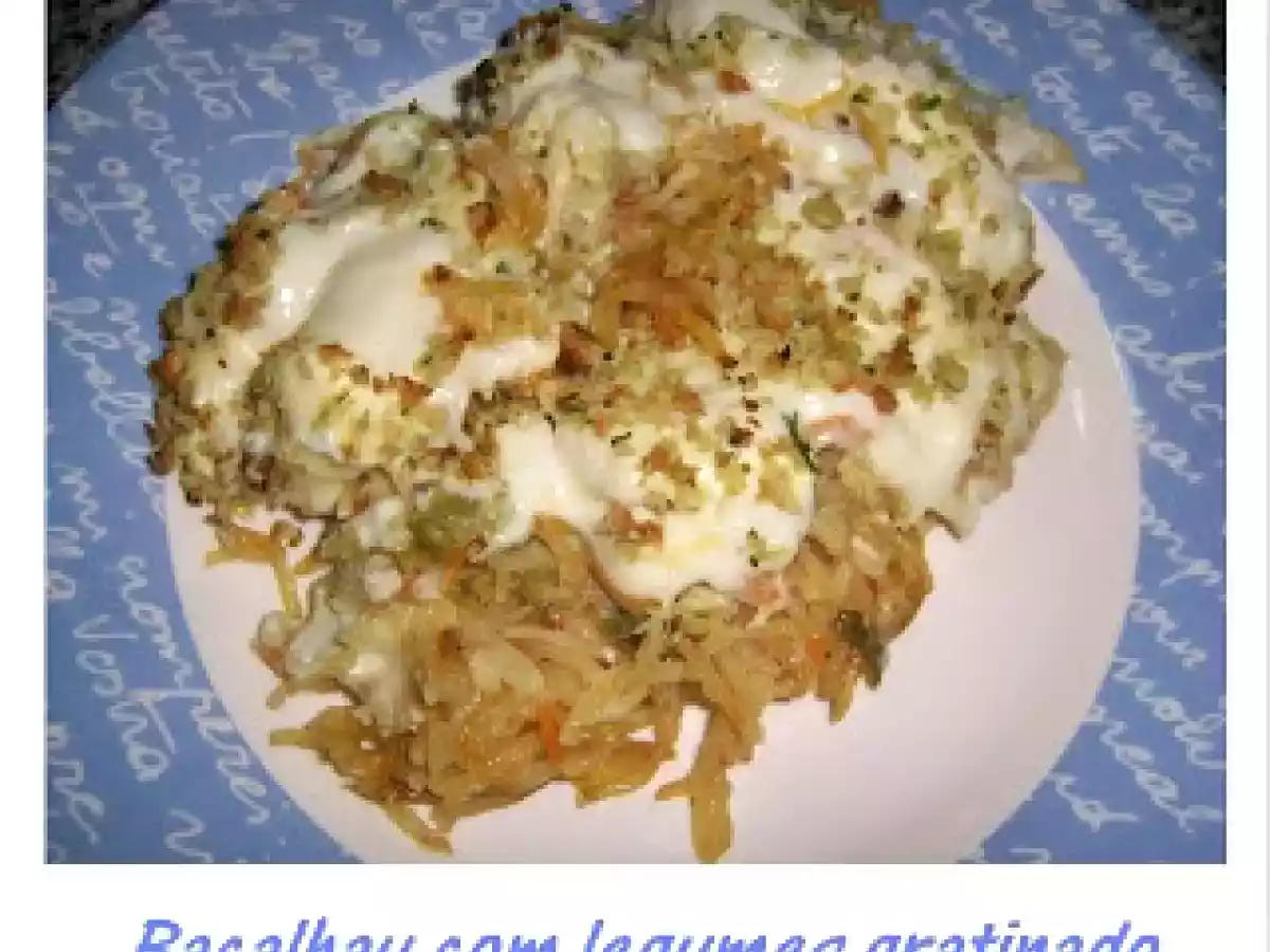 Bacalhau com legumes gratinado