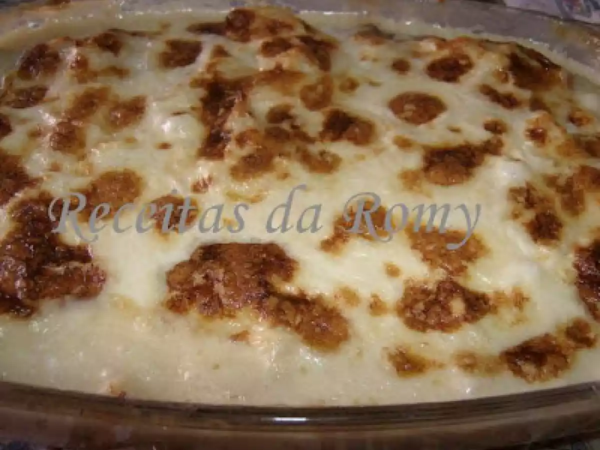 Bacalhau com natas de cogumelos