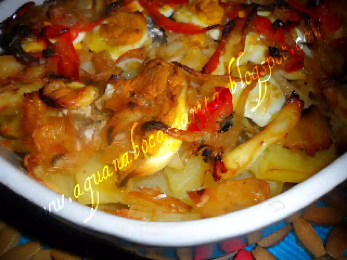 Bacalhau desfiado no forno