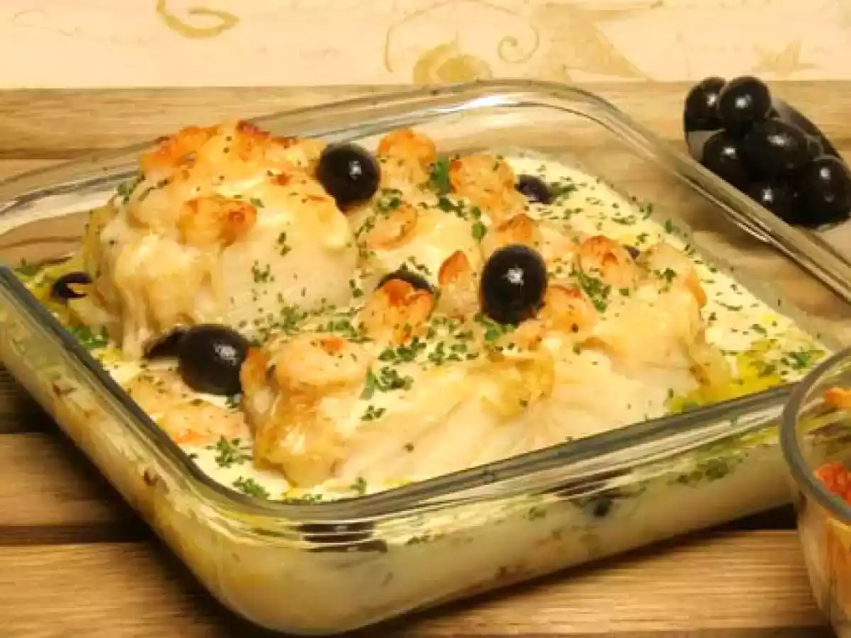 Bacalhau Gratinado com Camarão