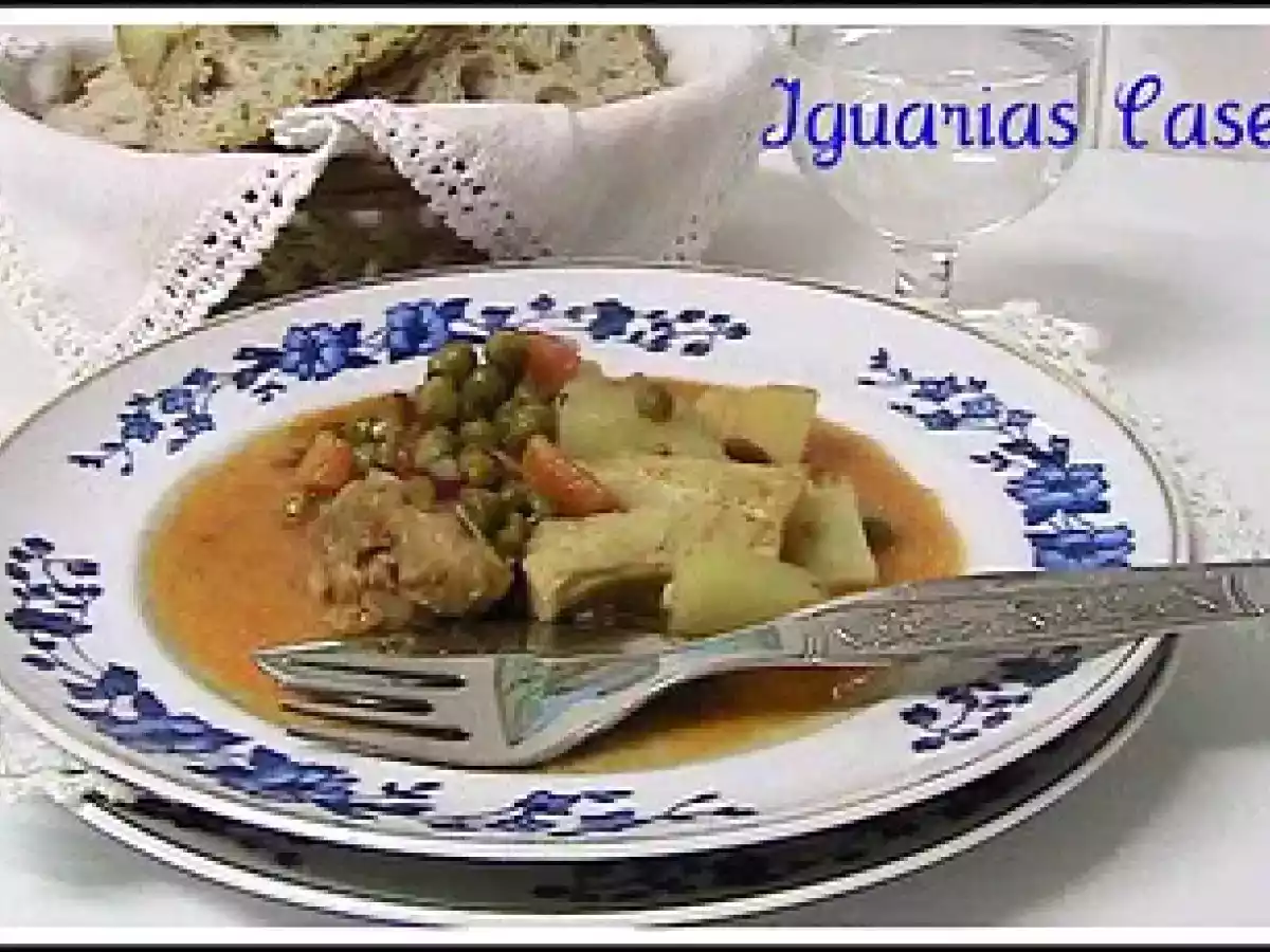 Bacalhau guisado com legumes
