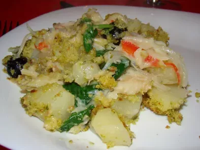 Bacalhau no Forno com Espinafres, Batatas e Crosta de Broa com Salsa - foto 8