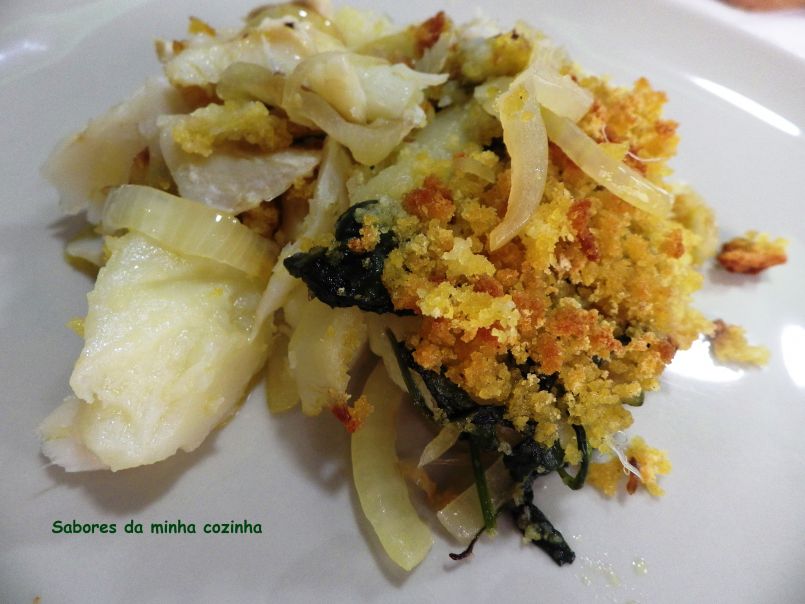 Bacalhau No Forno Com Espinafres Courgette E Broa