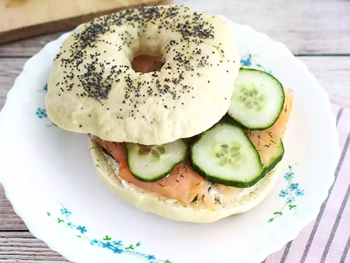 Bagel com salmão, Pepino e Cream Cheese