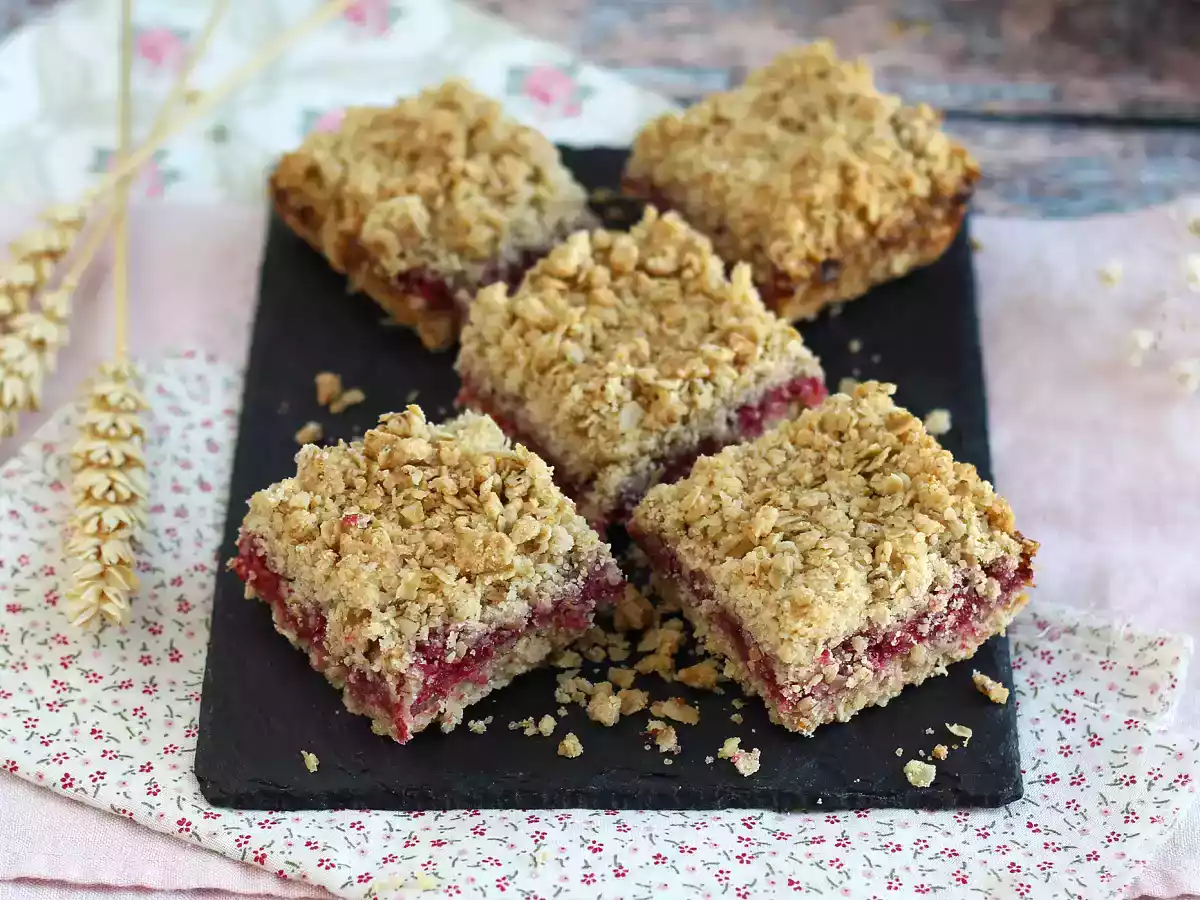 Barras de crumble sabor framboesa