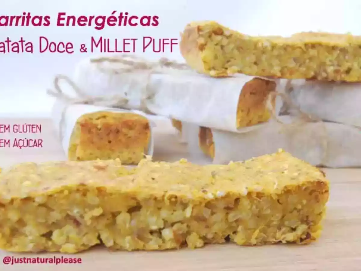 Barritas Energéticas de Batata Doce e Millet Puff