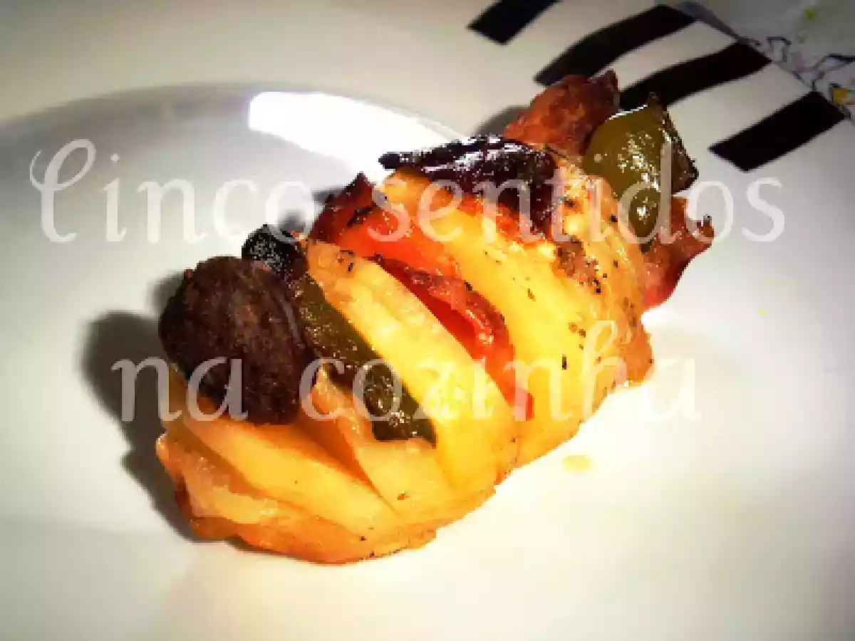 Batata assada em leque