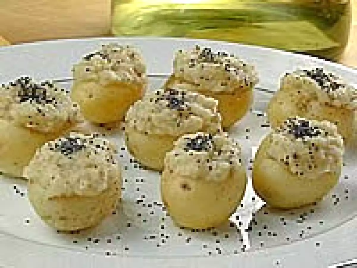 Batata Bolinha Recheada com Pasta de Feijão Branco (vegana)