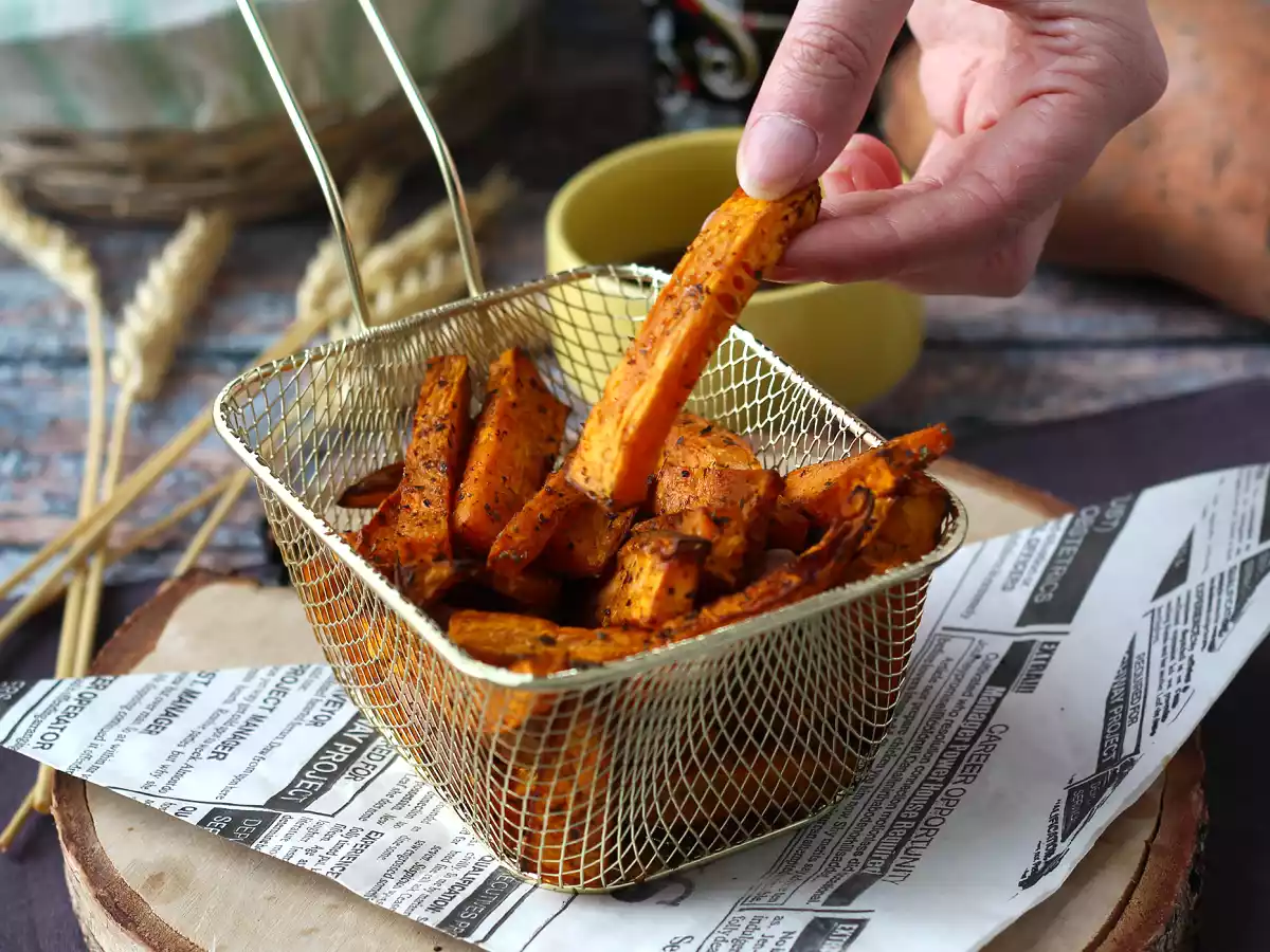 Batata doce frita na Air Fryer, macia por dentro e crocante por fora!