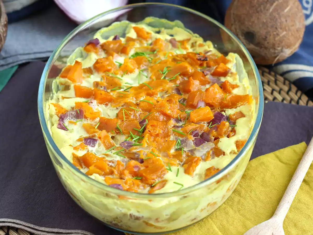 Batata doce gratinada com leite de coco e caril (curry) - foto 2