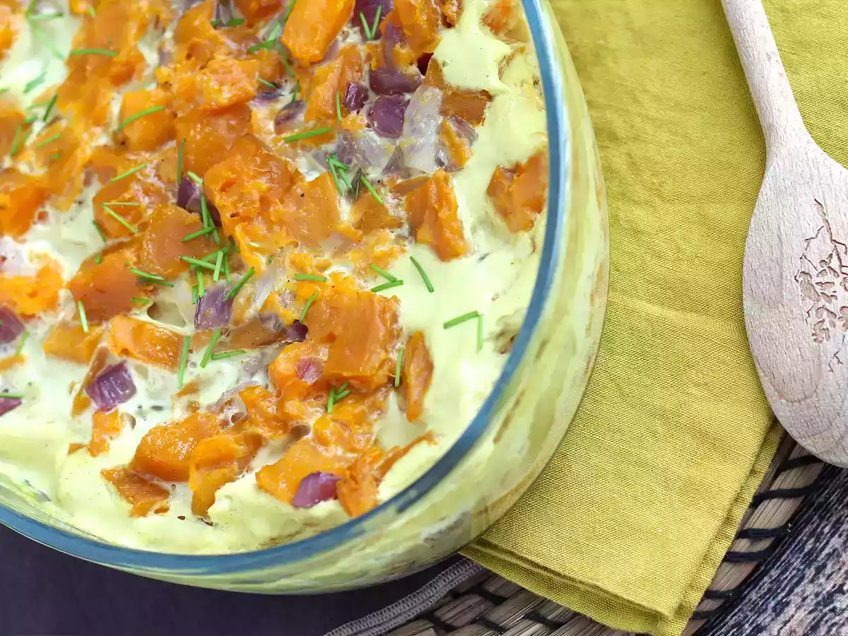 Batata doce gratinada com leite de coco e caril (curry) - foto 5
