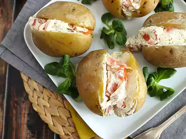 Receita Batata recheada com salmão (baked potato)