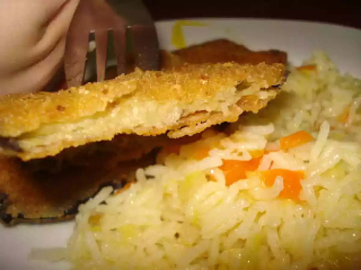 Beringela Panada com arroz de juliana de couve lombarda e cenoura - foto 3