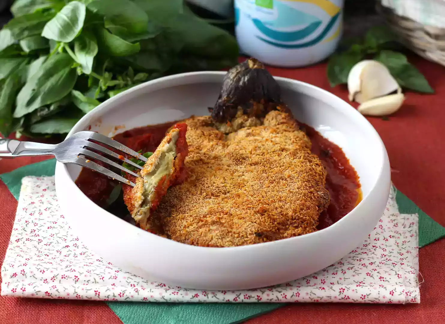 Berinjela empanada à milanesa, feita na air fryer