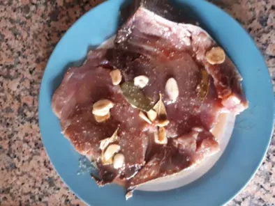 Bife de atum com puré de batata doce