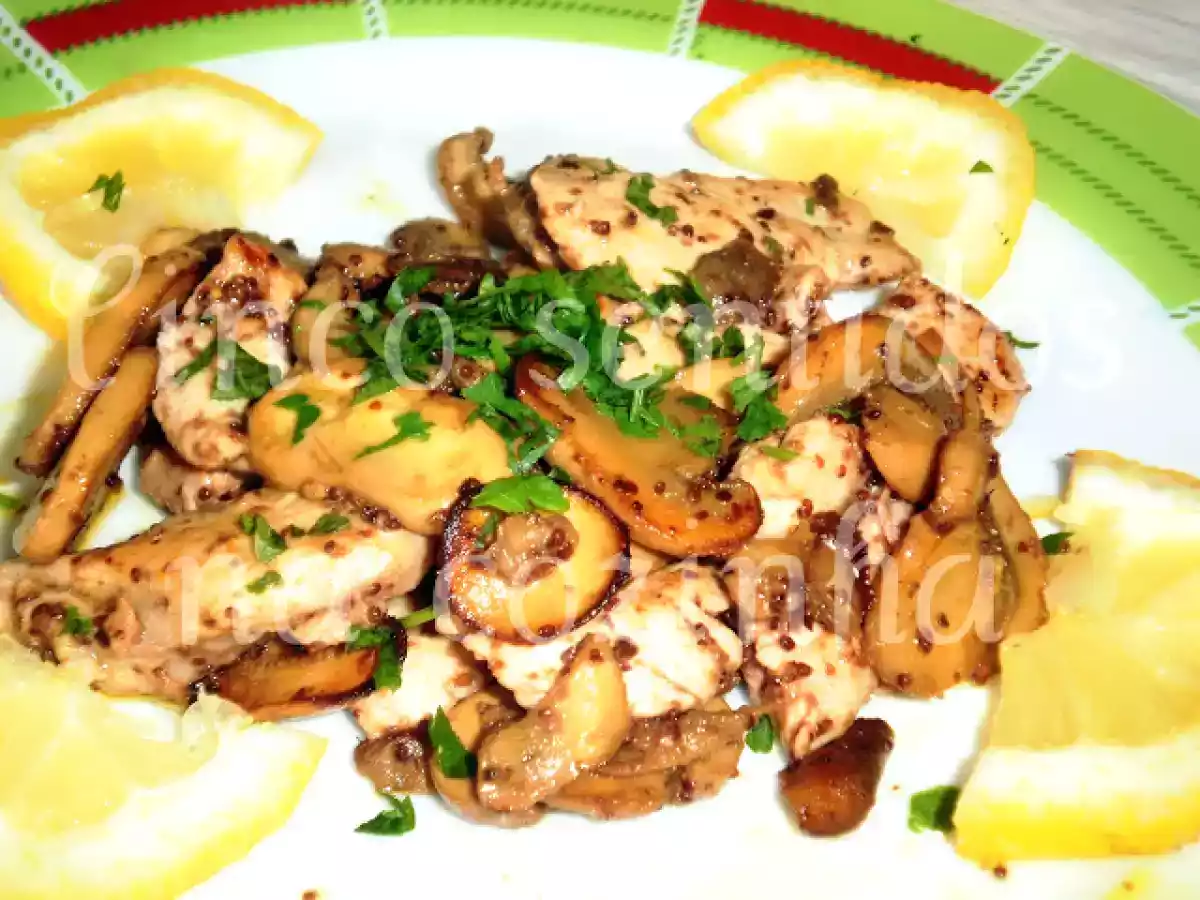 Bifes de frango com cogumelos e mostarda de 4 frutos vermelhos - foto 2