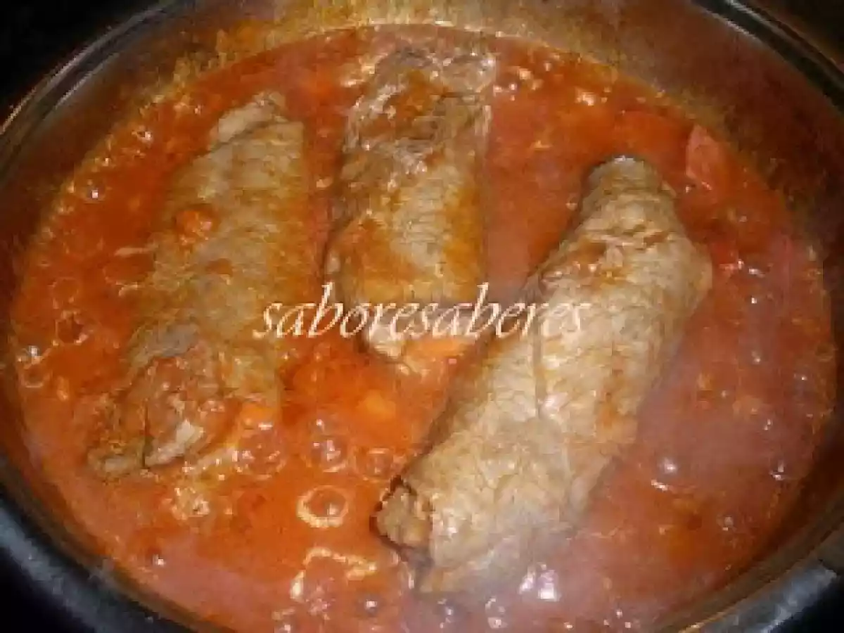 Bifes de Novilho enrolados com Cenoura e Chouriço com Puré - foto 5