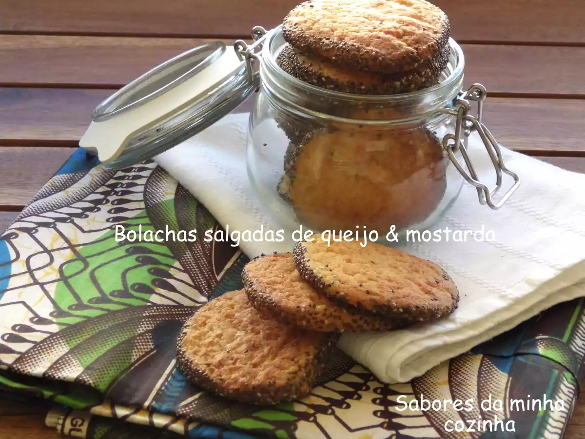 Bolachas salgadas de queijo & mostarda - Receita na Bimby
