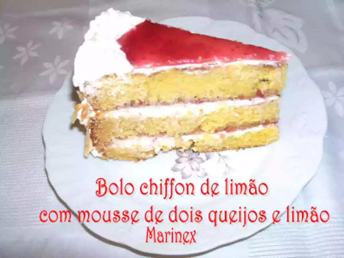 Bolo chiffon de limão com mousse de dois queijos e limão - foto 3