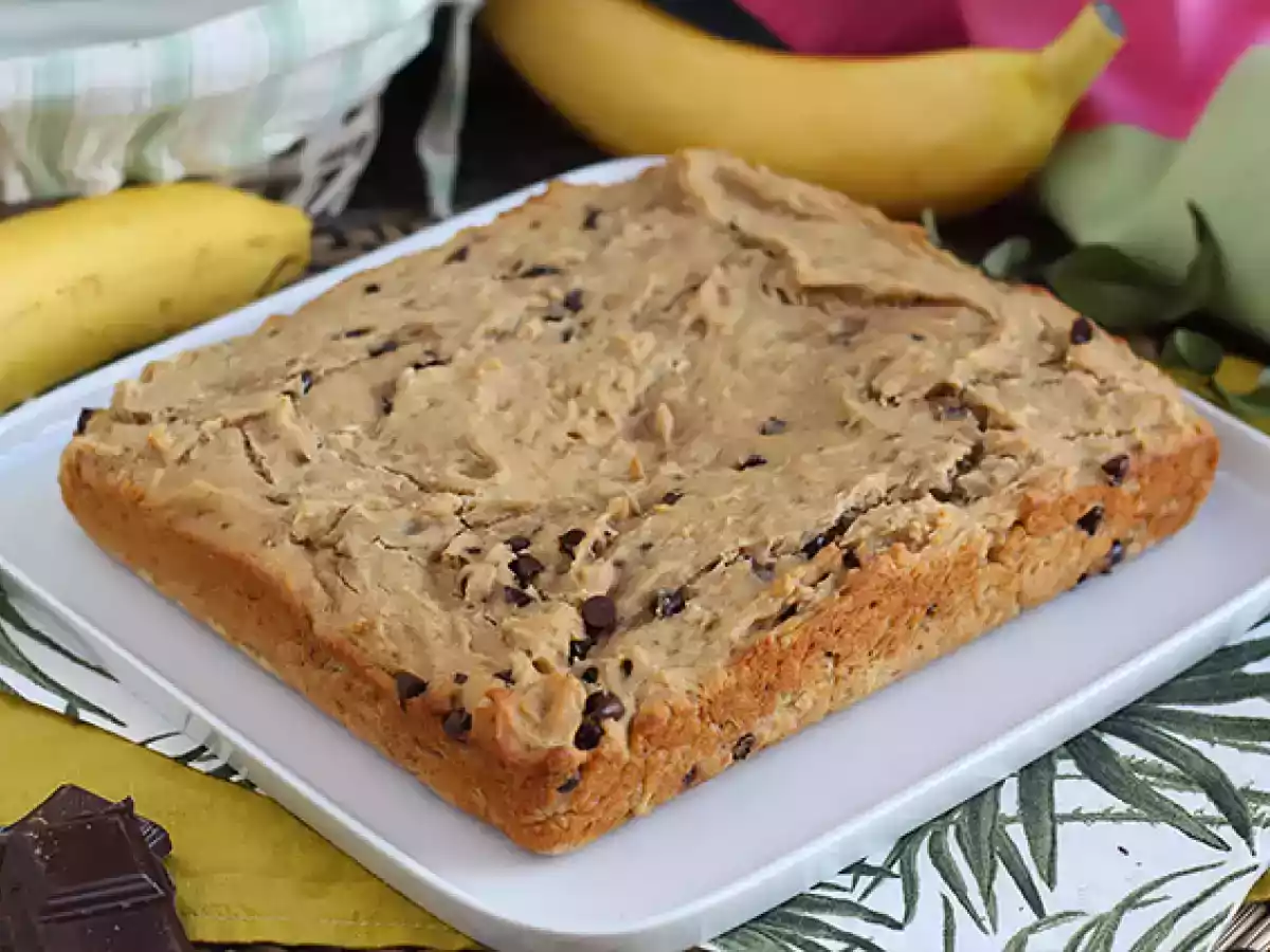 Bolo de banana com chocolate (vegano e sem glúten)
