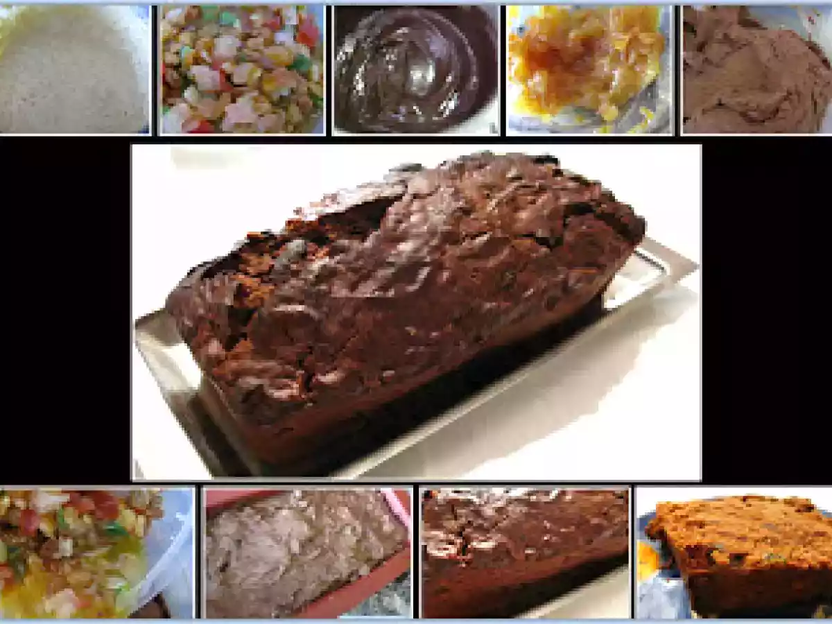 BOLO DE CHOCOLATE COM FRUTAS CRISTALIZADAS