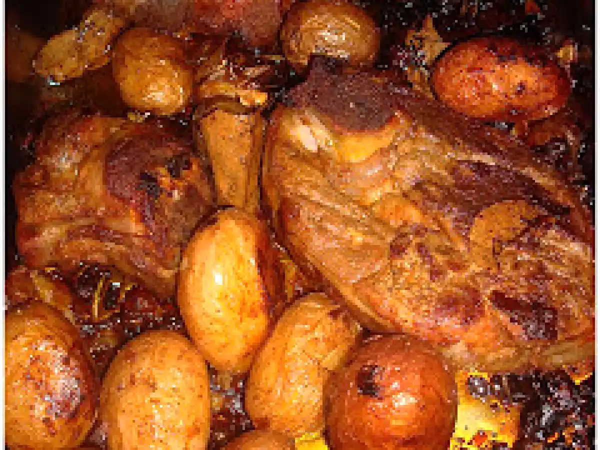 Borrego assado no forno