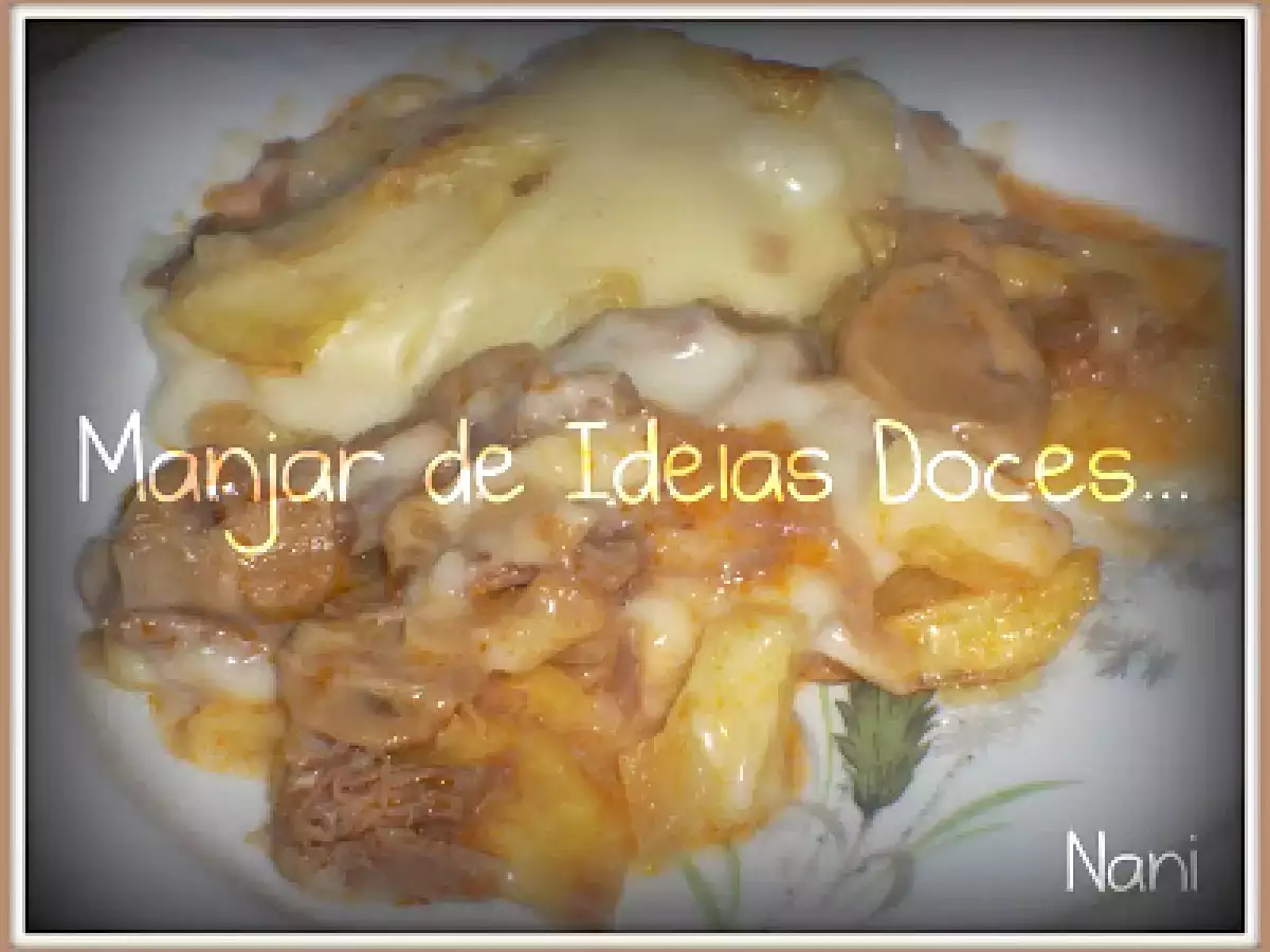 Borrego Gratinado com Cogumelos