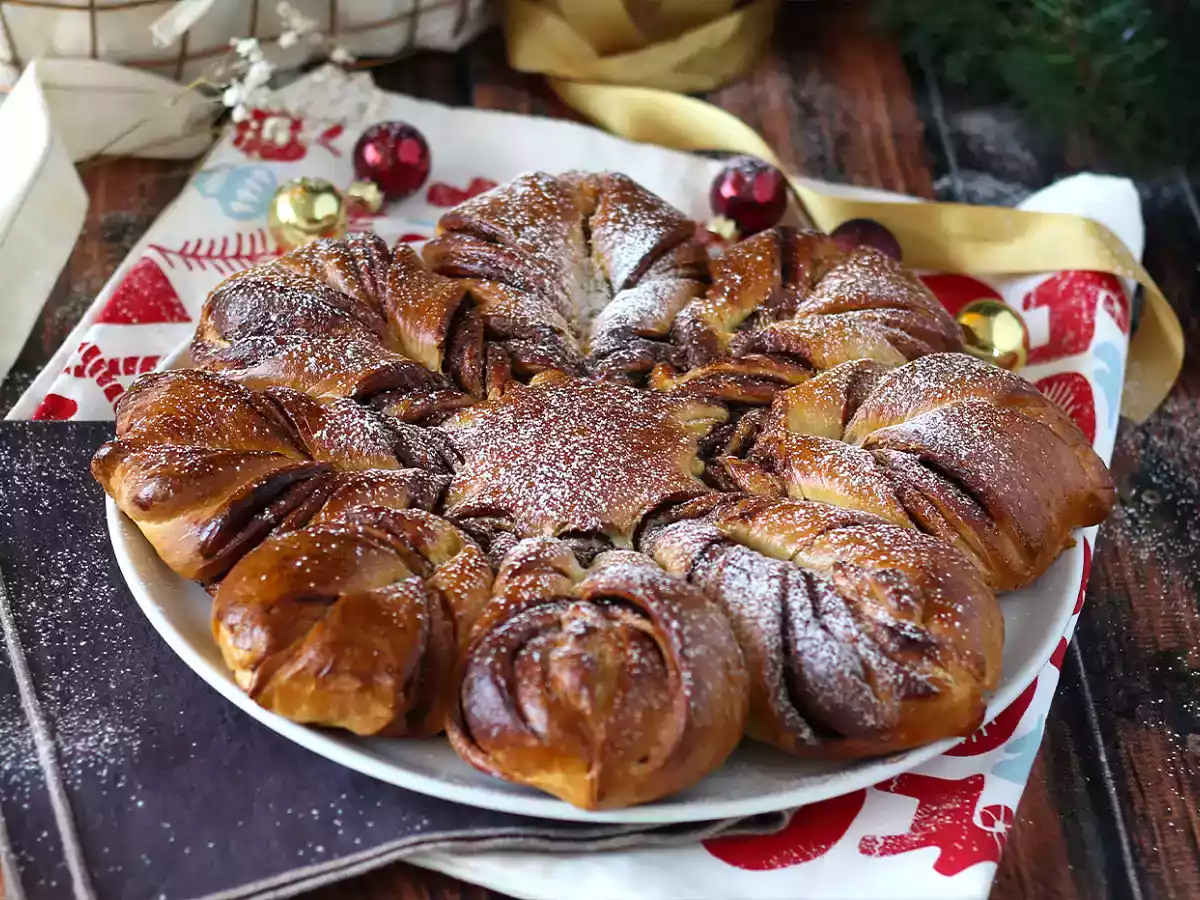 Brioche estrela de Natal recheada com nutella - foto 2