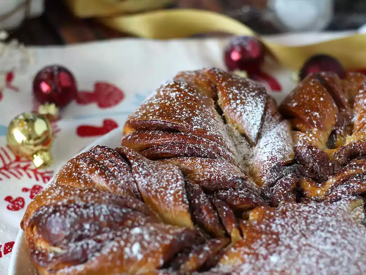 Brioche estrela de Natal recheada com nutella - foto 4
